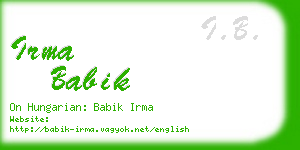 irma babik business card